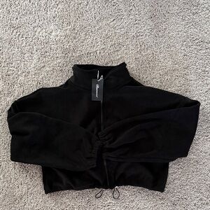 Black Cropped Zip-Up Jacket